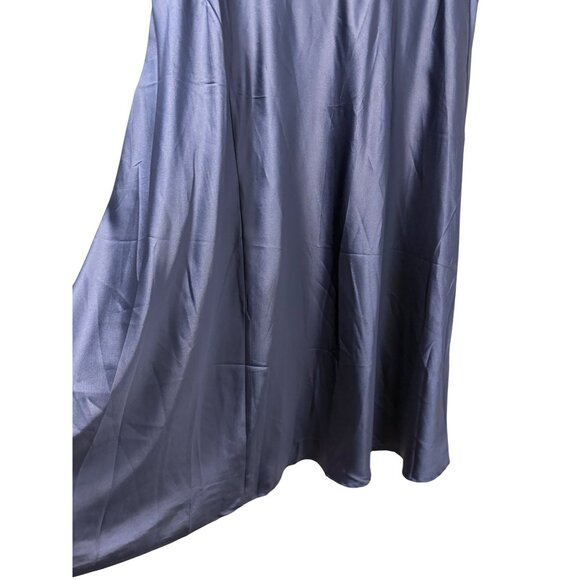 PrettyGarden Womens Midi Satin Skirt Navy Blue XXL Elegant A-Line - Picture 3 of 12